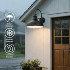 Bestshared Outdoor Farmhouse Barn Lights, 2 Pack 11.4 Inch Dome Porch Wall Sconces, Weather Resistant Exterior Lighting Fixture, E26 Socket Outdoor Wall Lights for Porch,Front Door,Garage (Black) - Image 4