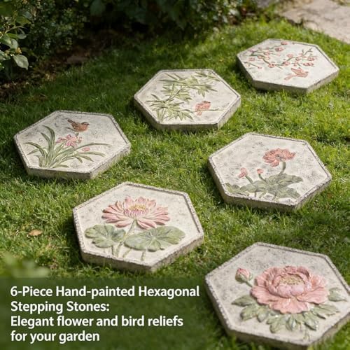 Garden Stepping Stones, Outdoor Pathway Decorative Stepping Stones, Garden Ornaments, Horticultural Decorative Stones, Decorative Stones For Courtyards, Patios, Gardens, Or Pathways(Multi-colored-C) - Image 7