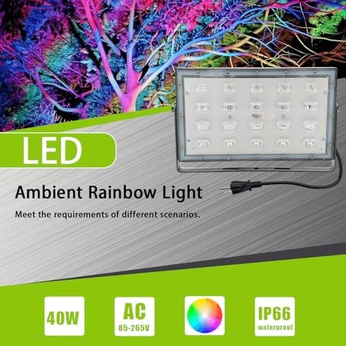 LED Rainbow Light RGB Flood Light 110V 40W IP65 Waterproof for Garden Backyard Outdoors - Image 5