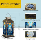 Solar Lantern Geometric Wolf Head Stained Outdoor Waterproof Garden Hanging Lantern Solar Powered Lighting Outside Solar Light for Patio Yard Camping, Gifts for Women Mom - Image 2