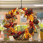 Autumn Floral Wreath Acrylic Suncatcher - Image 4