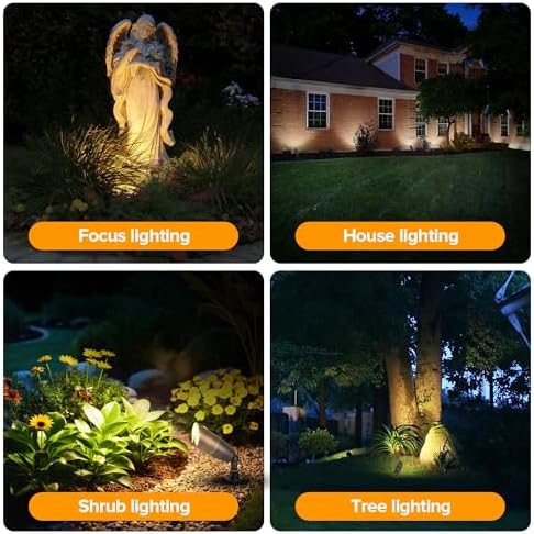 LUTEC Solid Brass Low Voltage Landscape Lighting, 12V Heavy Duty Waterproof Landscape Spotlights Bronze, Wired Uplights Outdoor Fixtureswith ABS Spike, Garden Yard Pathway Tree Without Bulb, 6 Pack - Image 7