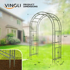 VINGLI Garden Arbor, Arch Archway for Wedding Ceremony Party, Steel Garden Trellis for Plant Climbing, Christmas Garden Decorations Pergola for Garden, Backyard, Lawn (75.5x22.8x94.5) (Olive Green) - Image 7