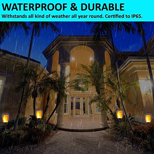 Gold Armour 2 Pack Solar Lights Upgraded - Flickering Flames Torch Solar Path Light - Dancing Flame Lighting 96 Led Dusk to Dawn Flickering Tiki Torches Outdoor Waterproof Garden - Image 5