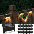 Otdair Solar Deck Lights - 16 Waterproof LED Step Lights for Deck, Stairs, Yard, Patio, and Pathway (Warm White), Black by Otdair