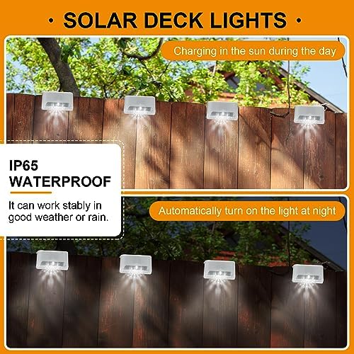 Geelin 32 Pcs Solar Deck Step Lights Outdoor, White Shell Cool White Light - Image 3