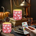 Flameless Candles with 18-Key Remote Battery Operated Candles with Timer Valentines Day Hearts Leaves Flickering LED Elictric Pillar Tealights for Living Room Bedroom Home Decor - Image 4