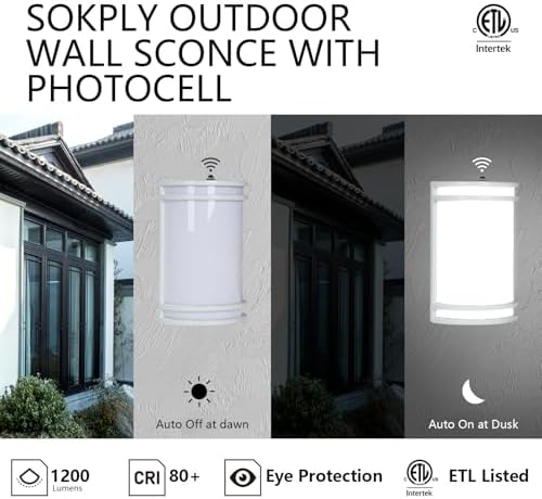 10in Dusk to Dawn Front Porch Light 15W(75W Eqv.) 120V, ETL Listed - Image 2
