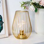 TRIROCKS Metal Cordless Table Lamp - 8'' Tall Set of 12 Cage Shape Battery Operated Lamp with Fairy Lights Bulb for Indoor/Outdoor Use Perfect for Christmas Garden and Weddings (Gold,Set of 12) - Image 5