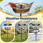 VIVOHOME Bird Bath with Solar Fountain and Metal Ground Stake, Copper - Image 6