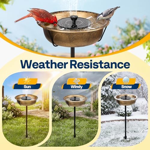VIVOHOME Bird Bath with Solar Fountain and Metal Ground Stake, Copper - Image 6