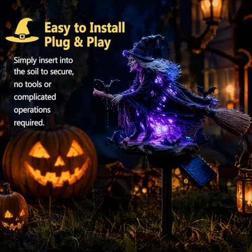 Generic Solar Witch Garden Stake Light Purple Halloween Decor - Image 4