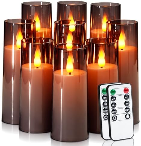 Amagic Grey Flameless Candles 9 Set, Battery Operated Halloween Candles by AMAGIC