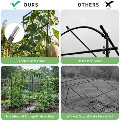 DoCred Garden Arch Trellis, 87''H x 75''L Metal Trellis for Climbing Plants - Image 6