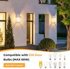 FOLKSMATE 2 Pack Dusk to Dawn Outdoor Wall Light Fixtures, Exterior Porch Light, Waterproof Wall Sconces Lanterns, Sensor Lighting Wall Mount for House Doorway Garage, White - Image 3