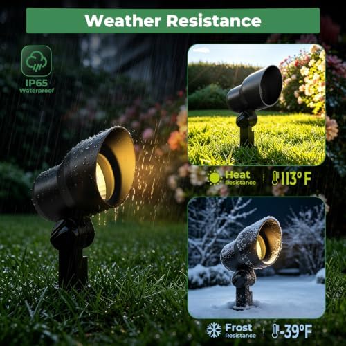Gardencoin Low Voltage Landscape Spotlight, 12V LED Outdoor Spot Lights with 4W G4 Replaceable Bulb, Wired Waterproof Aluminum Up Lighting Fixture for Yard, Garden, House, Tree, Lawn (6 Pack) - Image 4