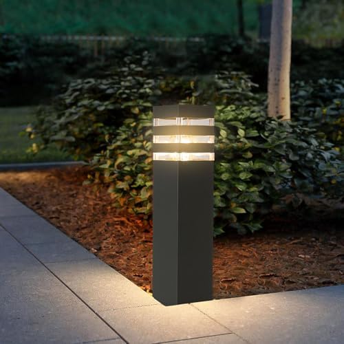 Pathway Lights Hardwired Outdoor 15In Black Lamp Post Walkway Path Lights by SLAWA