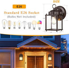 Outdoor Wall Light Fixture, Metal Glass, Bronze, 4 Pack - Image 4