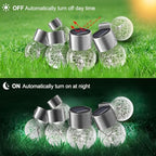 PARTPHONER 32 Pack Hanging Solar Lights Outdoor, Waterproof Solar Globe Lantern with Handle and Clip, Decorative Cracked Glass Ball Lights for Christmas Decor, Tree, Yard, Garden, Patio (Cold White) - Image 3