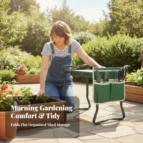 Multifunctional Garden Kneeler and Seat | 150kg Load Capacity, Garden Kneeler with Tool Pouch, Portable, Furniture, for Gardening, Work, Gardeners, Seniors, Large Cloth Bag - Image 4