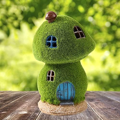 Mushroom Fairy House Decor - Figurine Lights Outdoor Solar Fairy Garden House for Patio Lawn Yard Ornaments, Housewarming Gift 7.4 inch - Image 2