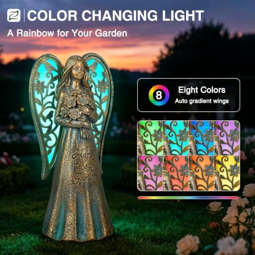 Solar Angel Halloween Garden Statue Decor with Color Changing Light - Image 3
