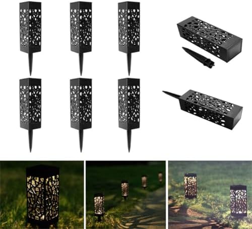 6Pcs Solar Stake Lights, Waterproof Black Plastic Pathway Ground Plug - Image 2
