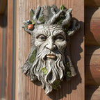 Old Man Tree Face Hugger Outdoor Decor, Handmade Tree Art Resin Statue with Foliage & Mushroom Details, Whimsical Hanging Yard Art for Garden Wall Fence - Image 5