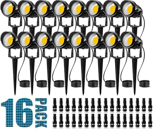 SUNVIE LED Low Voltage Landscape Lights with Spike Stand & Connector 16Pack by SUNVIE