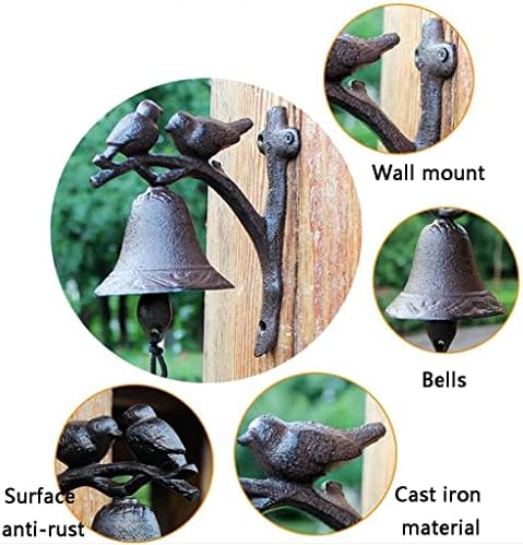 Front Door Cast Iron Doorbell Wall Bell Outdoor Dinner Bells Decorative Bells for Wall Hanging Bell (Black 16.5 * 18.5 * 9.8cm) - Image 6