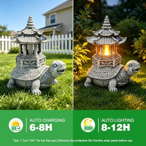 Solar Garden Turtle Statue, Outdoor Light Decoration Gift for Women Mom Dad - Image 3