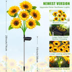 ostritec Solar Lights Outdoor Garden Decor 6 Pack, 36 Sunflower, Waterproof - Image 2