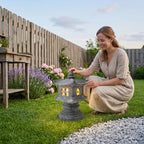 Solar Gray Pagoda Garden Statue, Patio Zen Decor with Light - Image 7