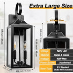 19" Large Dusk to Dawn Outdoor Wall Lantern 2-Light, Modern Porch Lights - Image 5