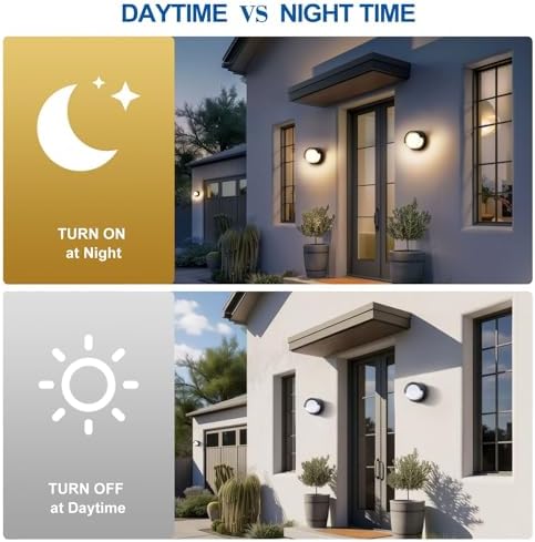 Outdoor Wall Light Black Modern Round LED Wall Sconce Waterproof 120V 12W 3000K Warmlight 6 Inch Exterior Lighting Fixtures for Porch Patio Balcony Entryway Yard - Image 3