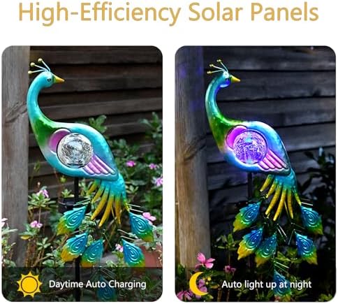 Solar Garden Decorative Lights, Garden Decor Solar Lights Peacock Lawn Light, for Yard Outdoor Decorations Ground Inserted Waterproof Yard Lamp LED (Blue) - Image 3