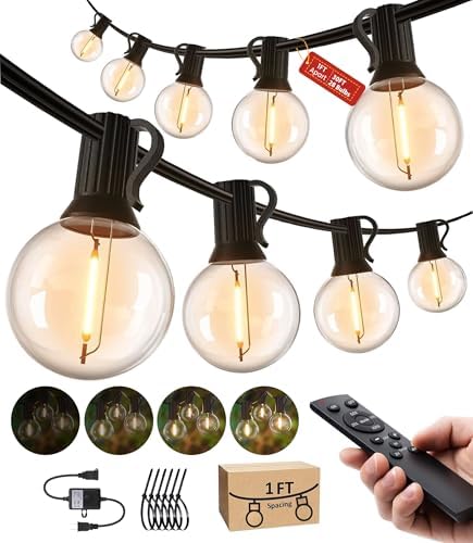 Outdoor String Lights Waterproof 30FT (1FT Bulbs Apart) Remote for Patio by SUFEIMAS