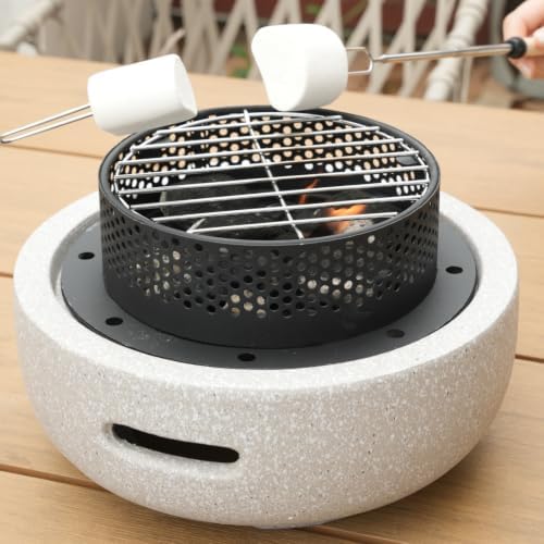 Table Top Firepit Mini Small Safer Burning Wood Pellet Fire Pit (Round) by Loomdeen