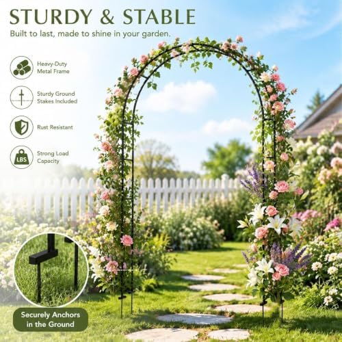 Garden Arch Trellis Metal Arbor Heavy Duty for Climbing Plants - Image 3