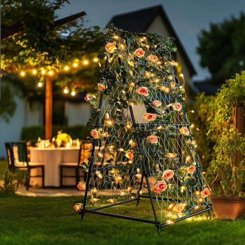 unho Garden Trellis for Climbing Plants with Tough Nylon Netting, 6ft Tall Sturdy Rustproof Metal Plant Support Tower for Vegetable Fruit Vine Cucumber Garden Lightweight，Outdoor - Image 6