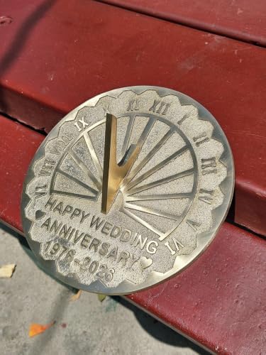 Brass Sundial Garden Clock Wedding for Couples Engraved Roman Numeral Sundial –50th Anniversary (Brass, 8 Inch) - Image 6