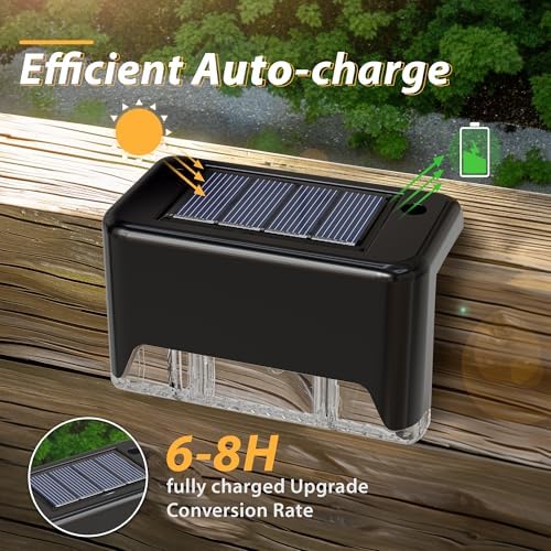 Otdair Solar Deck Lights - 16 Waterproof LED Step Lights for Deck, Stairs, Yard, Patio, and Pathway (Warm White), Black - Image 2