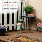 Alpine Corporation 18" Tall Outdoor Metal Speak No Evil Garden Gnome Statue, Green - Image 3