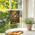 Gnome Mother Tending Her Child Stained Glass Suncatcher – Square Hanging Window Panel for Home, Garden, Nursery, Halloween, Christmas, Memorial Day – Whimsical Glass Art Gift for Gnome Lovers lckerh - Image 3