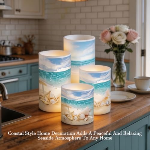 Flameless Candles Battery Powered with Multicolor Timer Remote Control Everlasting Fake Candles for Party Garden Indoor Outdoor Coastal Decor, Beach Coastal Multi - Image 3