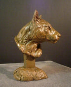 Hand Sculpted Cast Bronze Collection Sculpture Fine Art Wildlife Panter, Cougar, Mountain Lion Bust (Finish Shale, Sandstone & Bronze) - Image 2