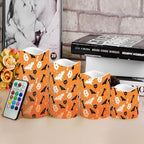 Flameless Candles Battery Operated Candles with Remote Control and Timers Color Changing Halloween Party Decor Accessories Flickering LED Pillar Candles Set of 4 Halloween Bat - Image 4