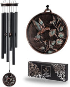 Vanquer Vintage Wind Chimes for Outside Deep Tone - 34'' Wind Chimes Outdoor Clearance, Windchimes Outdoors, Memorial Wind Chimes, Sympathy Gift, Patio, Home Décor, Vintage Black (34" Hummingbird - A) by Vanquer