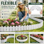 Evelyne Garden Border Edging: Wooden Fence Design - 8pcs White Yard Landscaping Fence Liner Lawn Edge Barrier - 10ft Kit of Decorative Lawn Landscape Panels Elements -Landscaping Edging-GMT-10374-D08 - Image 3
