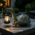 Solar Turtle Garden Statue with Hanging Solar Lantern - Image 2